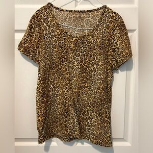 Jones New York Animal Print Blouse - Tan and Black